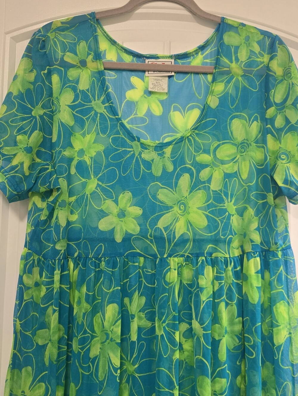 Vintage 90s Cole Of Of California Made In Usa Mesh Babydoll Swim Coverup - Picture 2 of 5